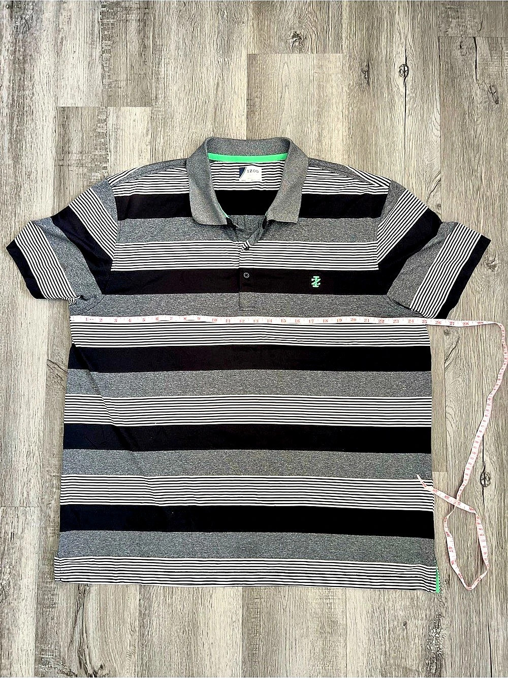 IZOD Golf Striped Performance Polo Men's Black & Gray XXL